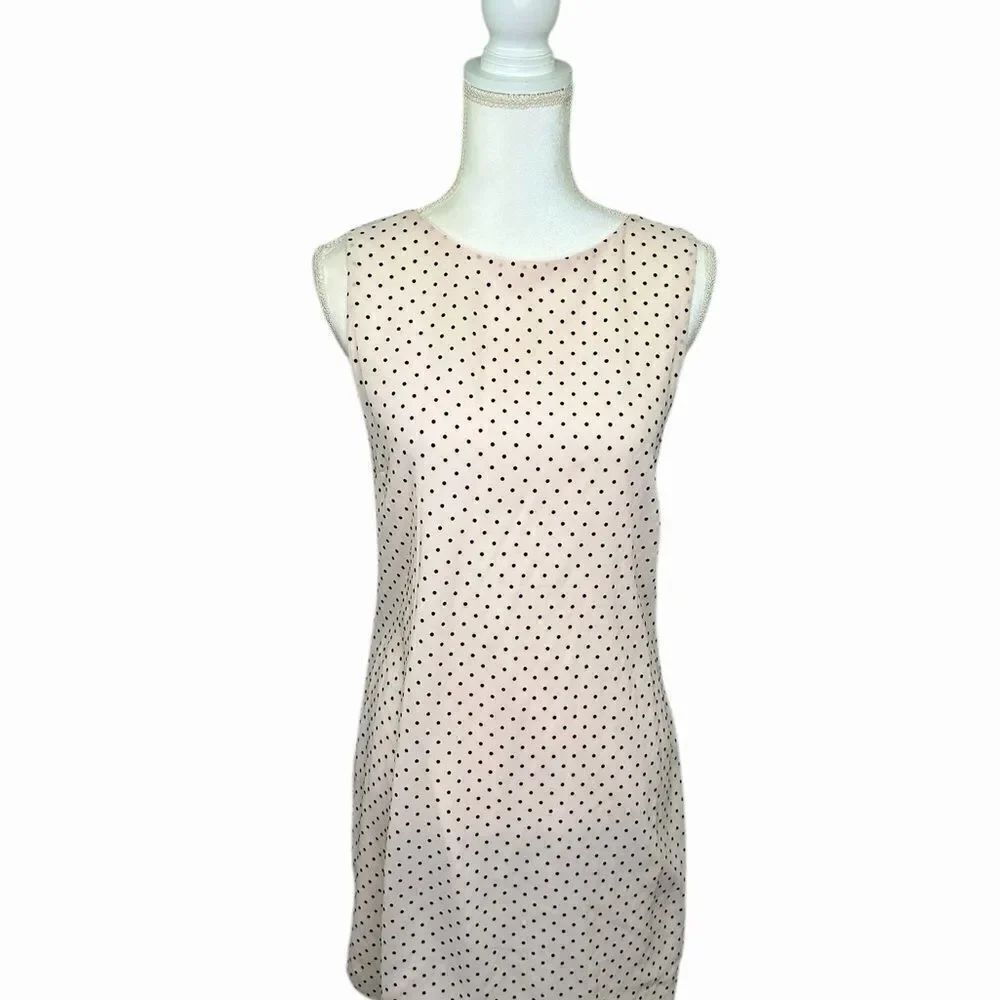 FRANCESCA’S COLLECTIONS POLKA DOT DRESS LIGHT PINK SLEEVELESS CHIFFON SIZE LARGE